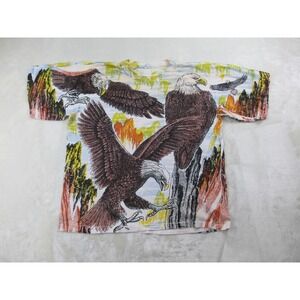 VINTAGE T-USA Shirt Mens Extra Large White Eagles AOP Single Stitch*